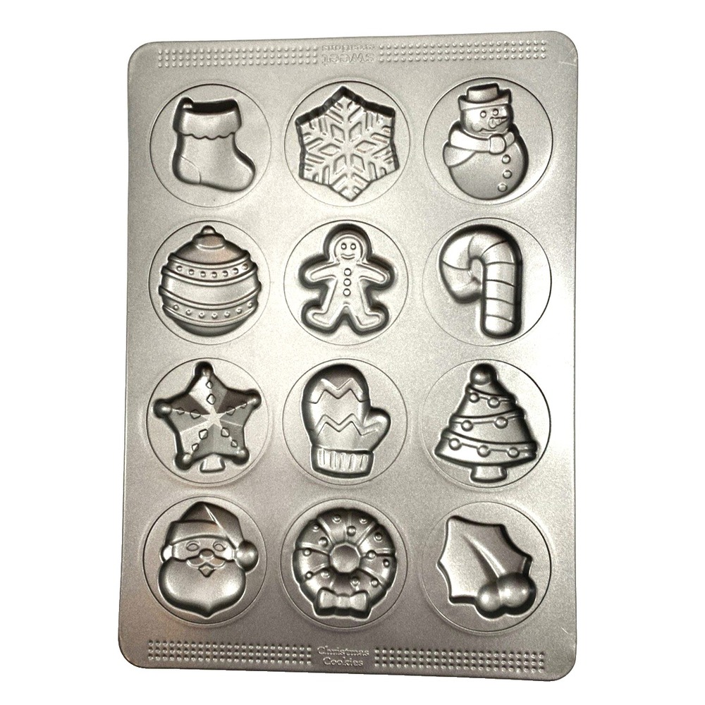 Christmas Cookie Molded Sheet Pan Non-Stick 12 Cavities Sweet Creations